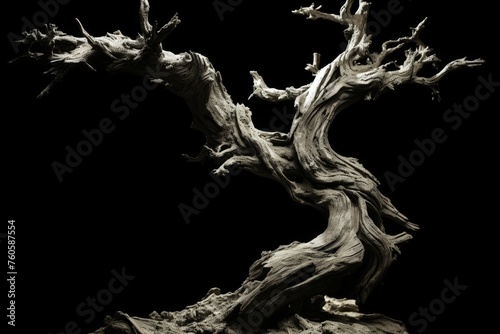 Hyper realistic lovecraftian bonsai tree japanese art in moody black and white animated gifs