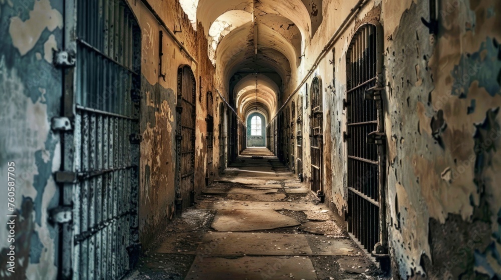 a corridor inside a medieval prison