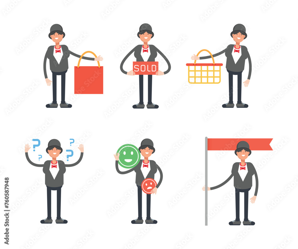girl in tuxedo characters set in various poses vector illustration girl in tuxedo characters set in various poses vector illustration
