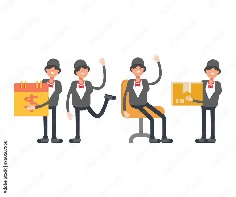 girl in tuxedo characters set in various poses vector illustration girl in tuxedo characters set in various poses vector illustration