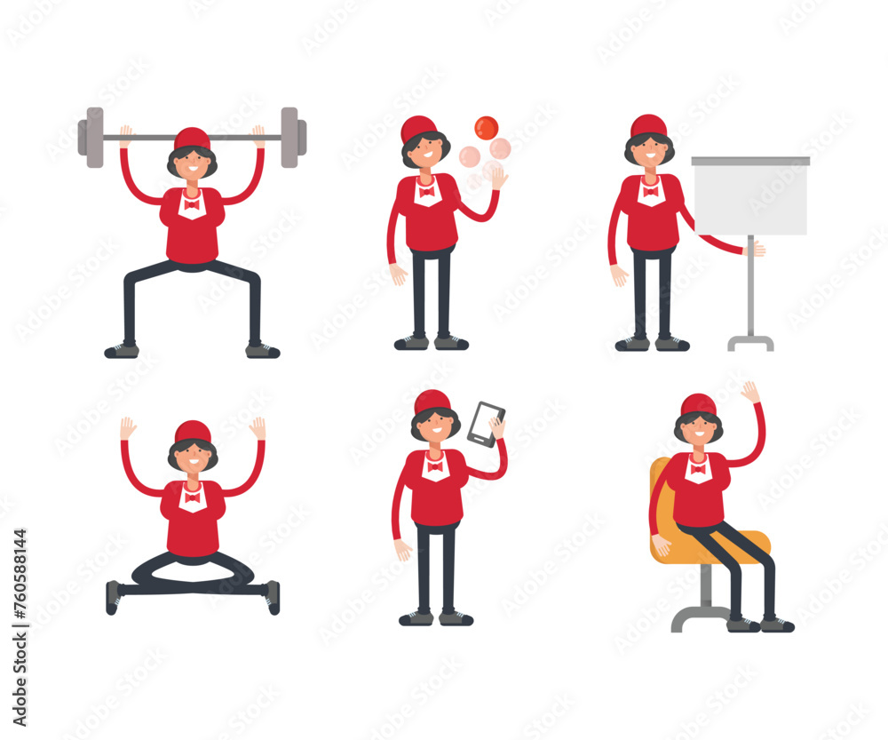 waitress characters set in various poses vector illustration waitress characters set in various poses vector illustration