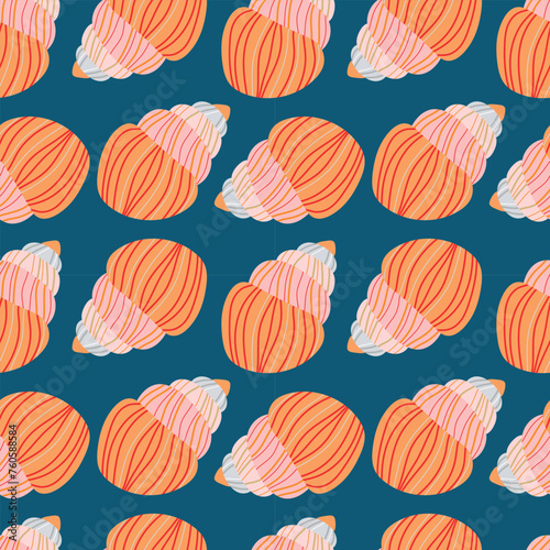 Sea shell seamless pattern. Vector. For packaging, wrapping paper, cover, wallpaper