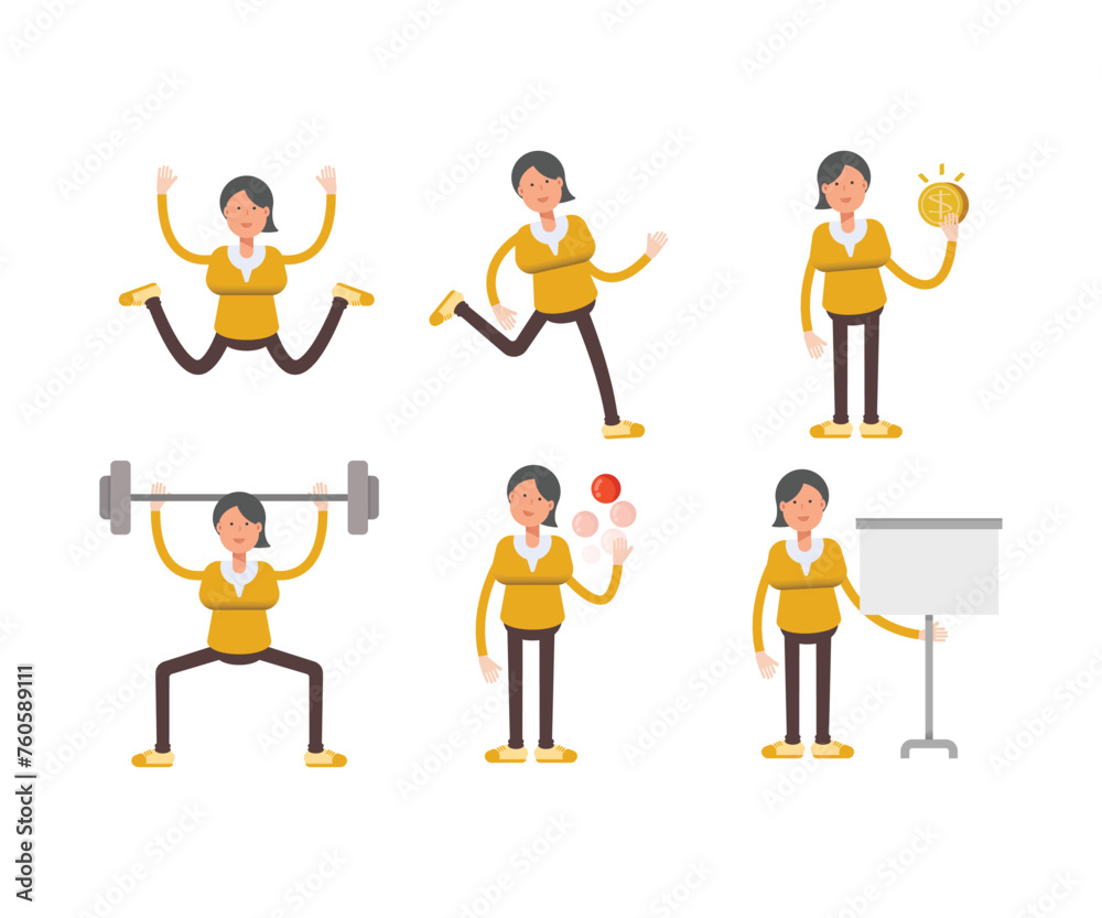 woman characters in different poses vector set woman characters in different poses vector set