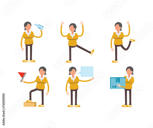 woman characters in different poses vector set