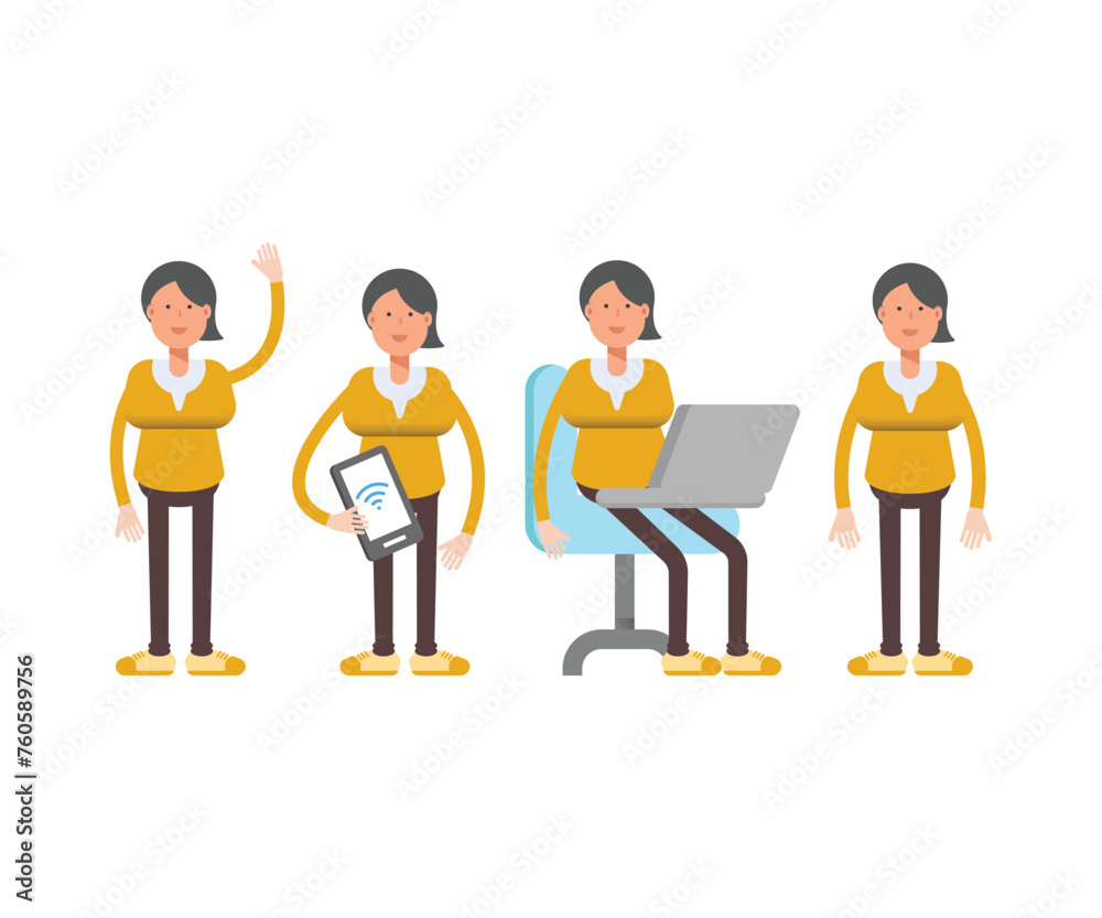woman characters in different poses vector set woman characters in different poses vector set