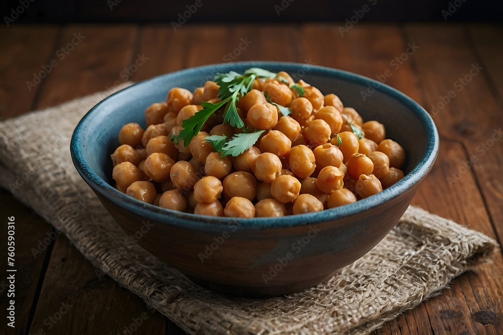 A bowl of chickpea on a wooden table A bowl of chickpea on a wooden table