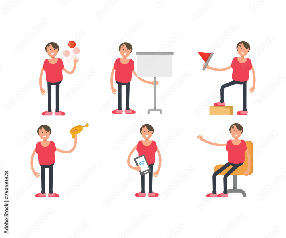boy characters in different poses vector set boy characters in different poses vector set