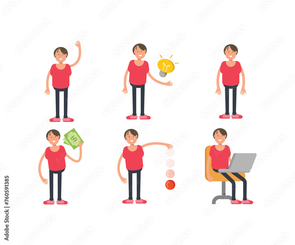 boy characters in different poses vector set