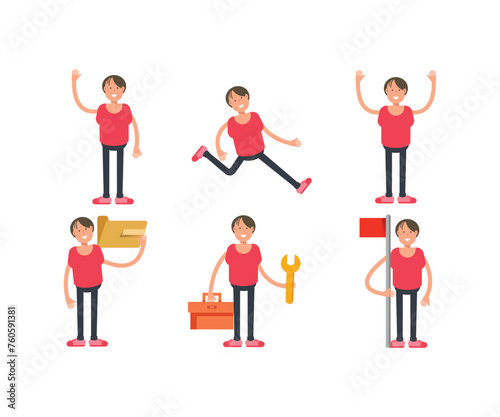 boy characters in different poses vector set