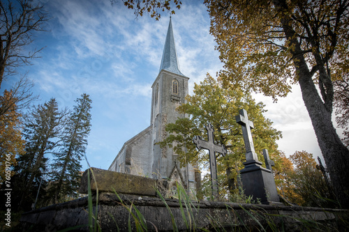 The Church of Blessed Virgin Mary in Nissi was built in 1873. It is a historicist church with a 52.5-metre-high tower. photo