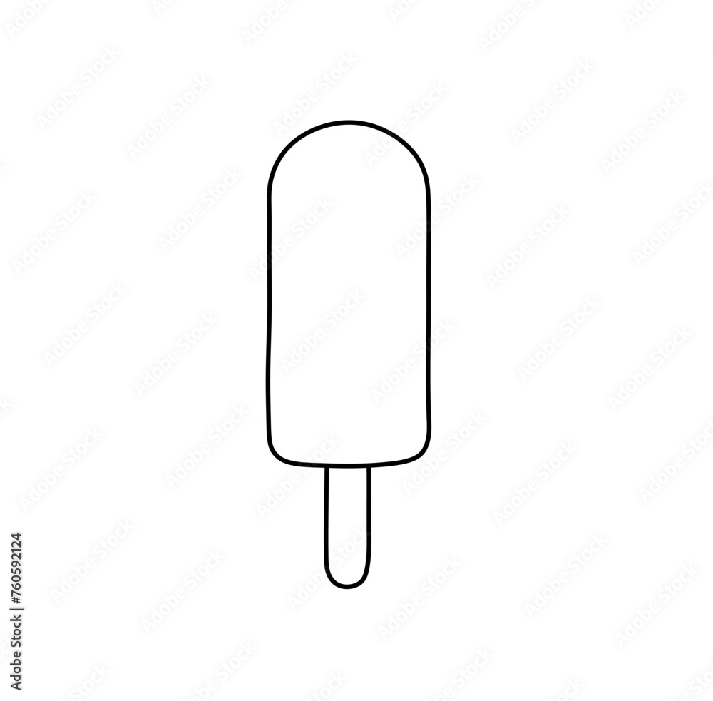 Vector isolated one single popsicle ice cream on a stick shape colorless black and white contour line easy drawing Vector isolated one single popsicle ice cream on a stick shape colorless black and white contour line easy drawing