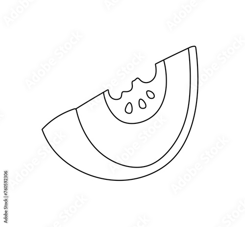 Vector isolated one single melon slice  colorless black and white contour line easy drawing