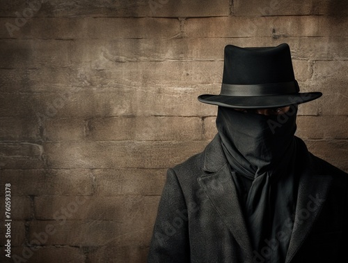 mysterious man in a trench coat and hat, his face covered © Ирина Малышкина