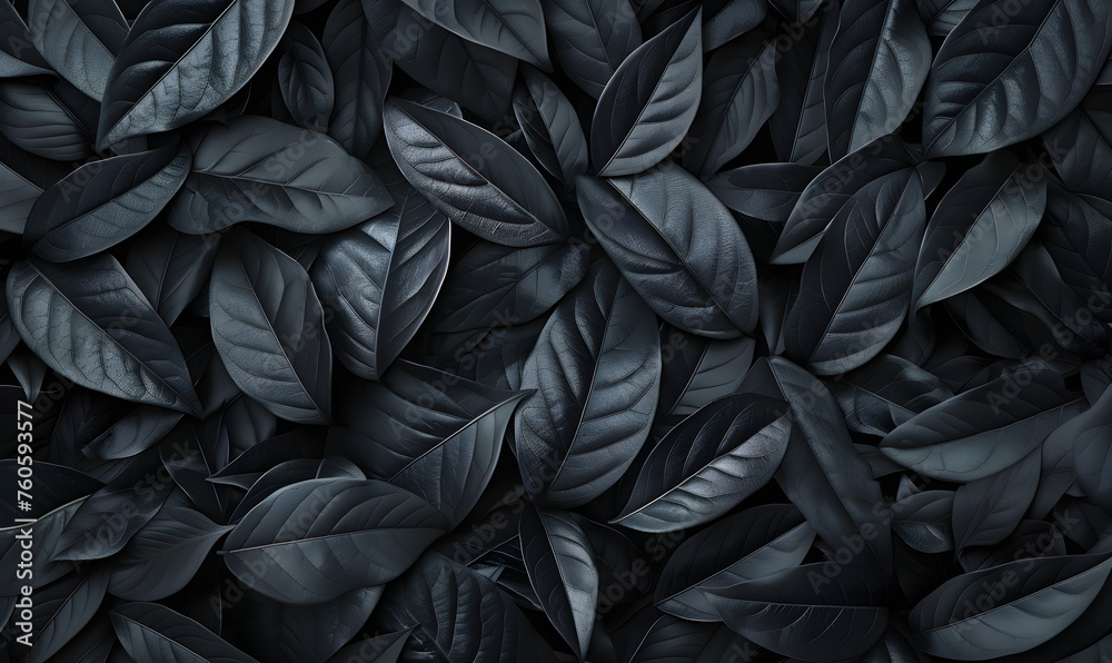 abstract black leaves for tropical leaf background, Generative AI
