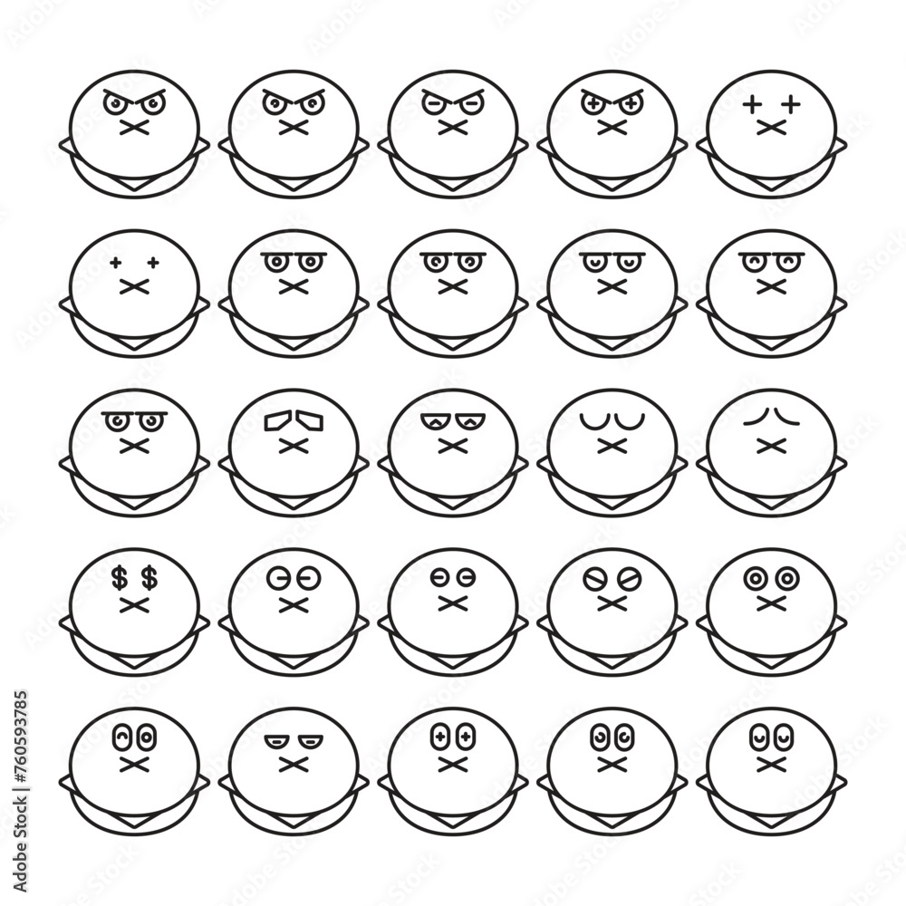 mute bun emoji icons set vector illustration mute bun emoji icons set vector illustration