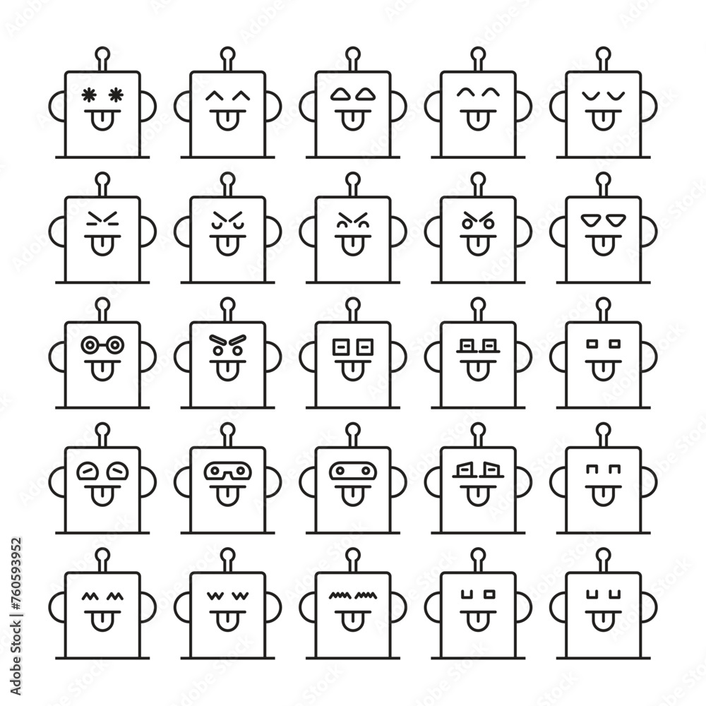 cheeky robot emoticons set vector illustration cheeky robot emoticons set vector illustration