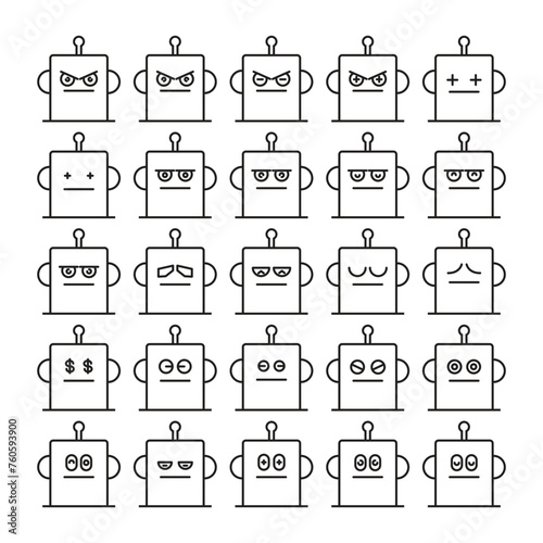 robot emoji icons set vector illustration