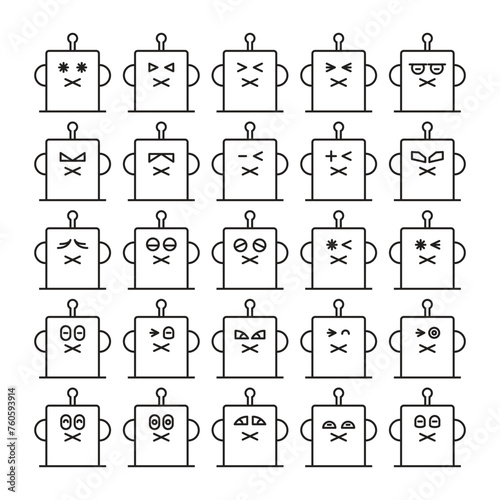 mute robot emoji icons set vector illustration