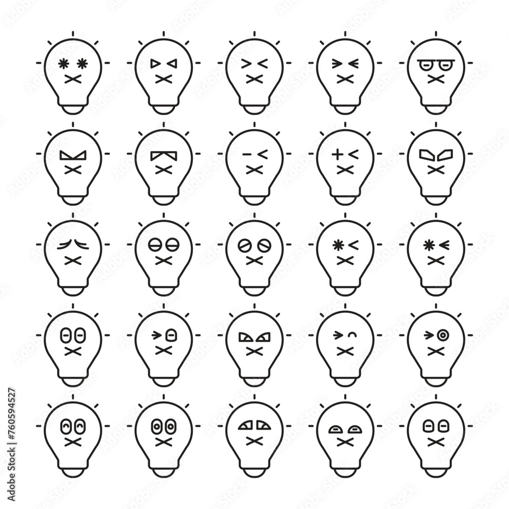 mute light bulb emoticons line illustration mute light bulb emoticons line illustration