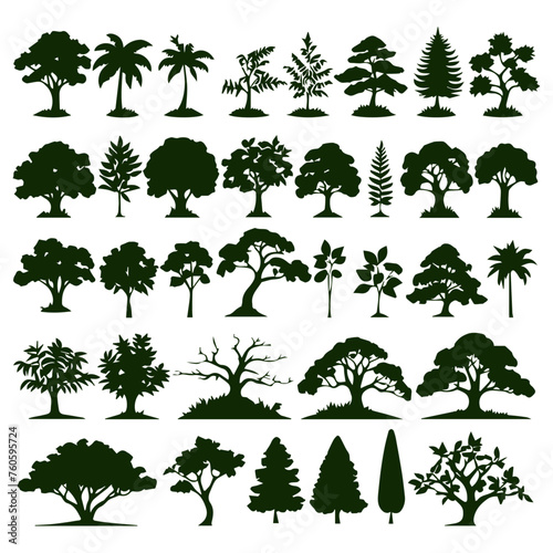 flat design plant and tree silhouette collection © AinStory