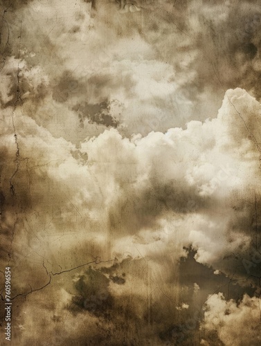 Grunge Clouds Background. Vintage Stained Paper Texture in Abstract Grunge Style