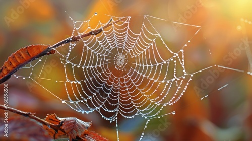 Spider Web Covered in Water Droplets