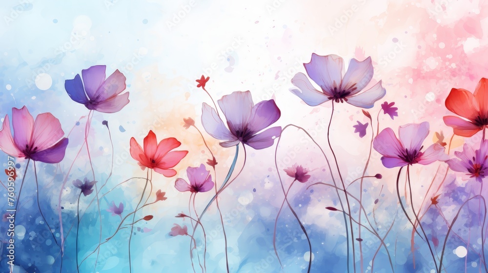 flowers with watercolor background flowers with watercolor background