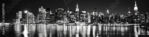 Midtown Skyline at Night. Urban Architecture and Cityscape, Buildings in City Skyline View © Serhii