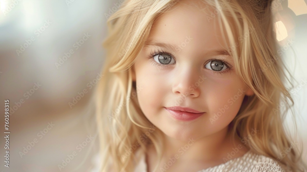 Close-up of a little girl with blonde hair. Perfect for family and lifestyle concepts Close-up of a little girl with blonde hair. Perfect for family and lifestyle concepts