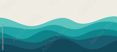 Blue river ocean wave layer vector background illustration © VectorStockStuff