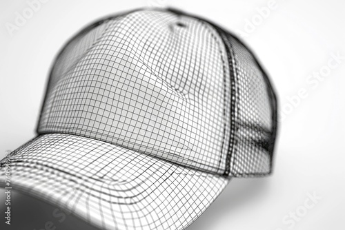 Black and white photo of a baseball cap, suitable for sports and fashion concepts