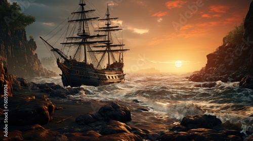 ship at sunset © faiz