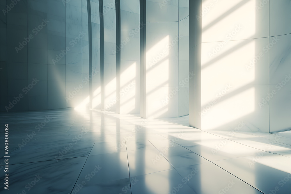 Fototapeta premium 3d futuristic room, architectural background with incident light from outside