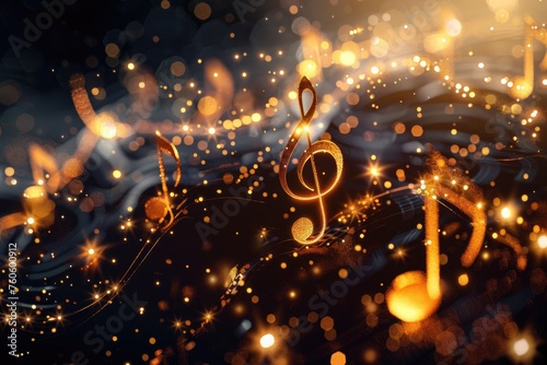 Musical notes floating in the air. Perfect for music-related projects