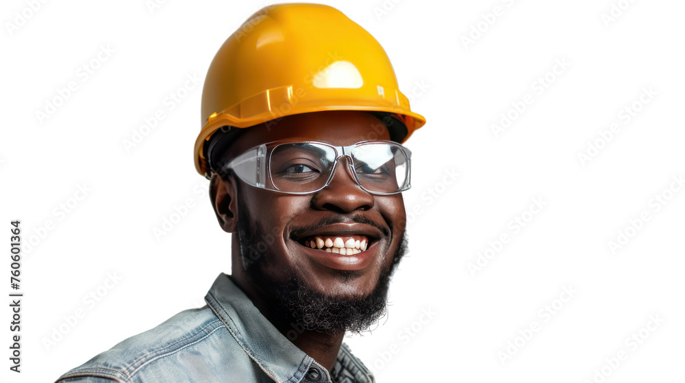 Portrait of a successful construction worker wearing a helmet amidst an engineering job Isolated on a transparent background. Portrait of a successful construction worker wearing a helmet amidst an engineering job Isolated on a transparent background.