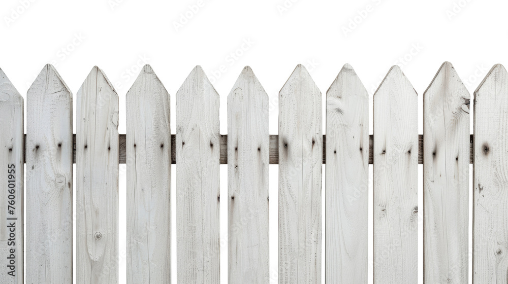 Fototapeta premium White wooden fence on transparent background.