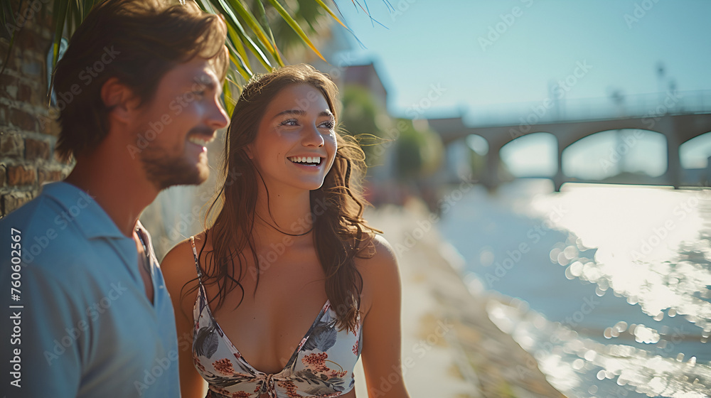 Fototapeta premium Couple on vacation in coastal city - holiday - vacation - getaway - escape - inspired by the scenery of Charleston South Carolina 