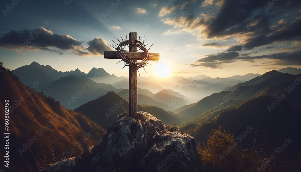 Naklejka premium Good Friday Holiday Cross. Crucifixion of Jesus Christ Background.