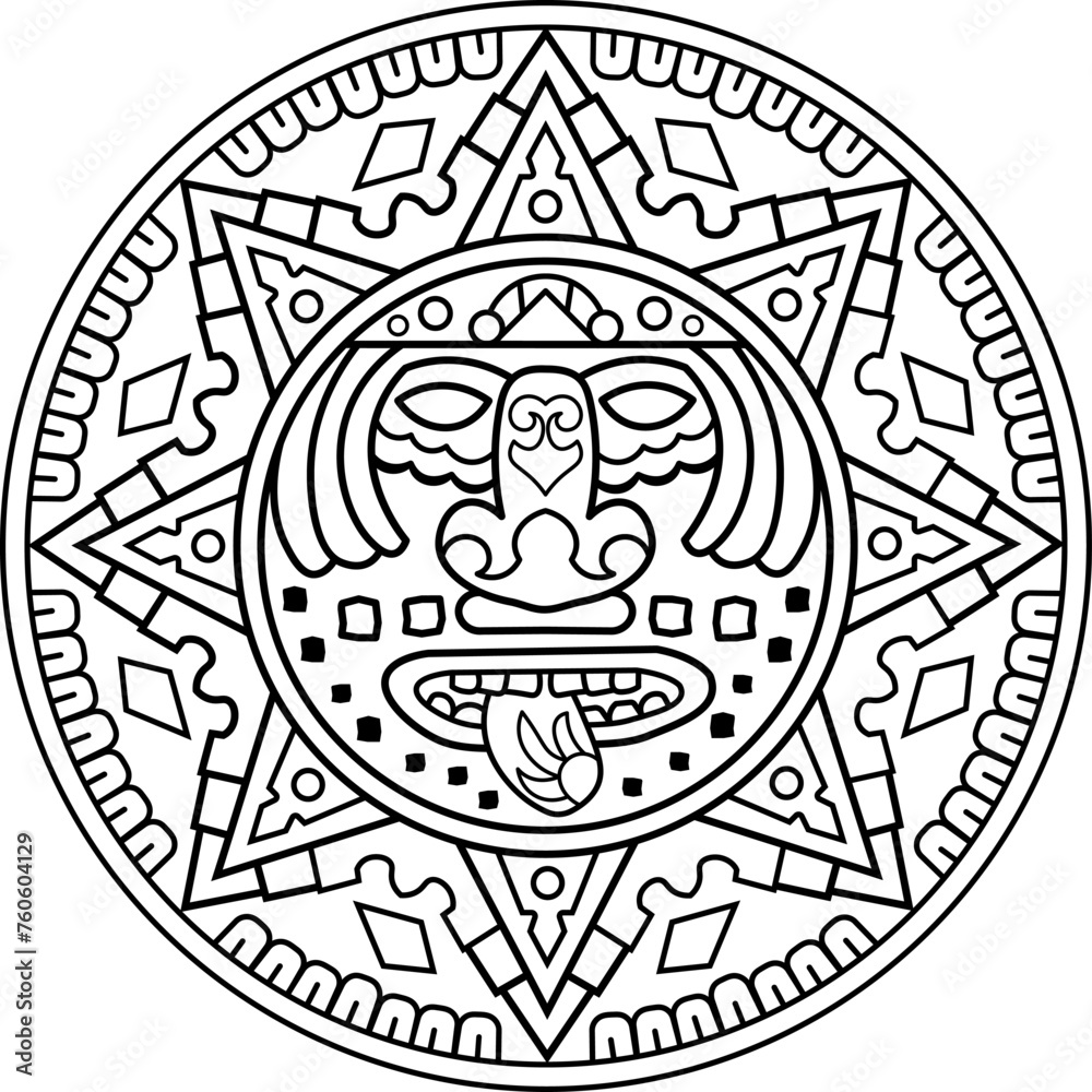 Ethnic tribal pattern in mandala style. Hippie tattoo.Zen art. Hand-drawn.Coloring book.Vector illustration. Ethnic tribal pattern in mandala style. Hippie tattoo.Zen art. Hand-drawn.Coloring book.Vector illustration.