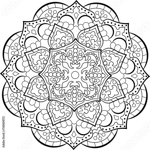 Mandala. Ethnic round ornament for Henna, tattoos, decorations.
Coloring book page.Vector illustration.