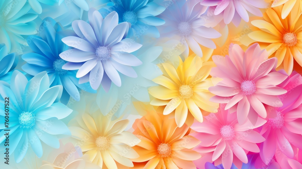 Obraz premium Whimsical Daisies in a Rainbow Gradient