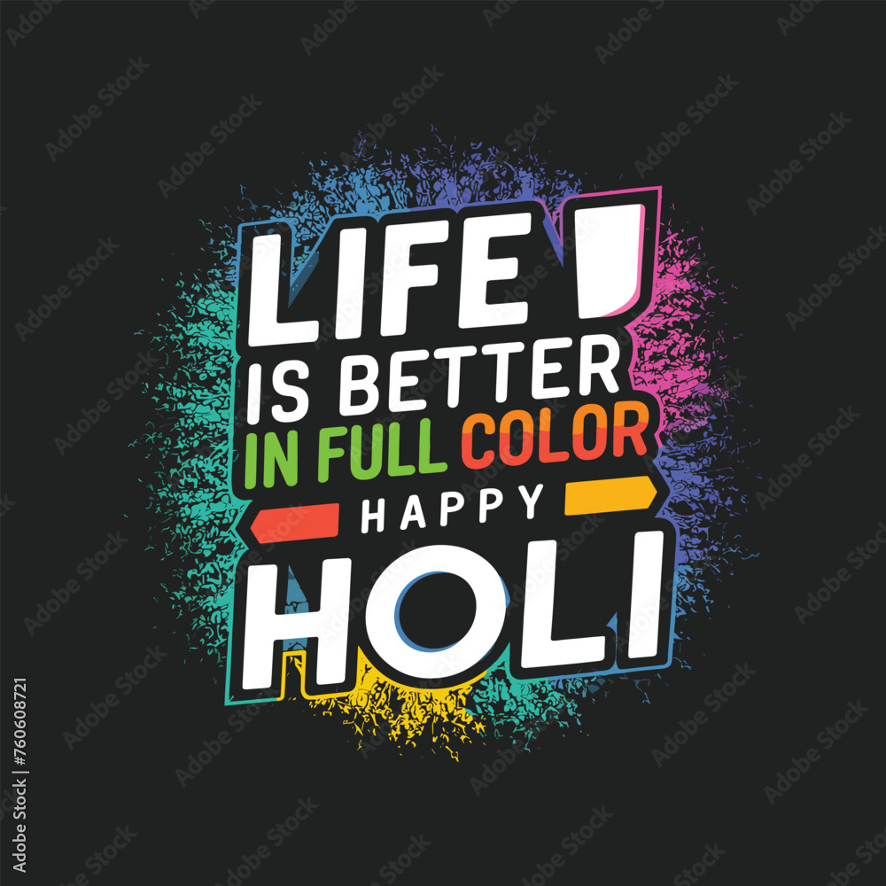 Obraz premium Holi festival t-shirt design template. Holi day lettering. Happy Holi typography