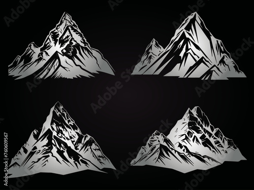Berg Icon Set | Silhouette Logo Mountains Vektor