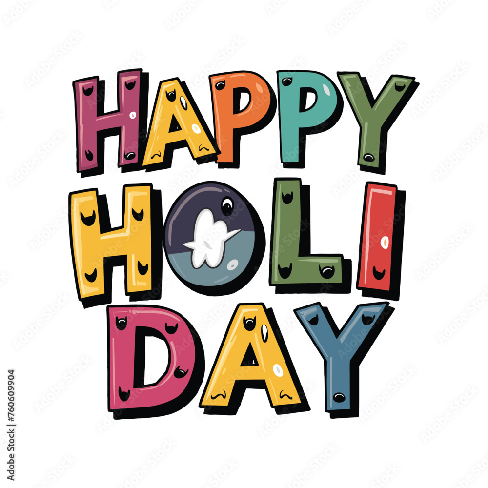 Fototapeta premium Holi festival t-shirt design template. Holi day lettering. Happy Holi typography