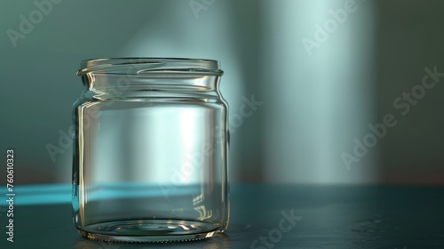 A glass jar sitting on a table. Perfect for food and kitchen concepts