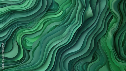 A green abstract background with wavy shapes, suitable for various design projects © Ева Поликарпова