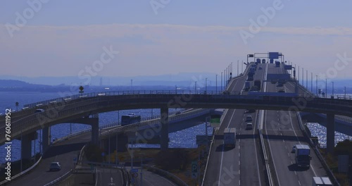 A traffic jam on the highway at Tokyo bay area in Chiba photo