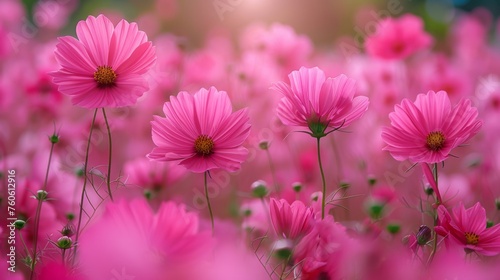  a field full of pink flowers with the sun shining through the center of the flowers in the center of the picture.