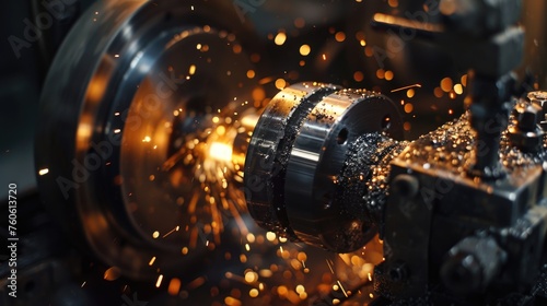 Close up shot of a machine emitting sparks. Perfect for industrial concepts