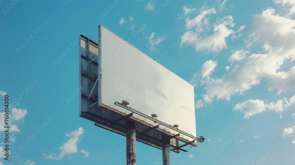 Portrait billboard blank for outdoor advertising poster at blue sky. Portrait billboard blank for outdoor advertising poster at blue sky.